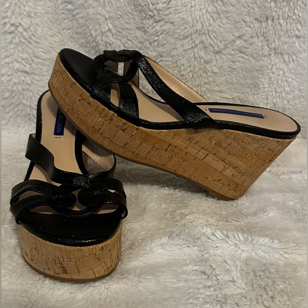 Stuart Weitzman Cadence Wedge Sandals with Cork Heel